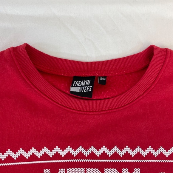 Merry Christmas Ya Filthy Animal Crewneck Sweater Freakin Tees Red Size Medium - Picture 8 of 12
